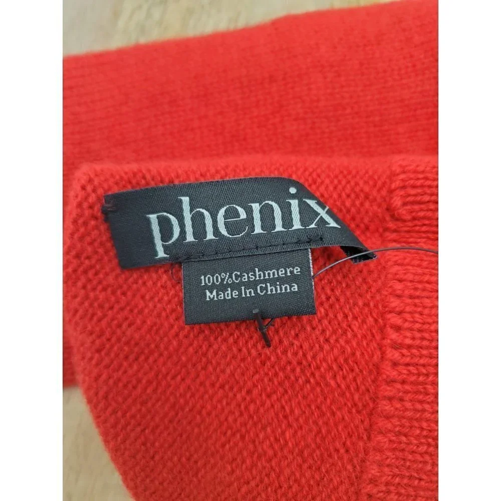 Phenix Red Cashmere 100% Knit Gloves